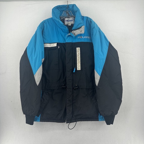 Polaris Men's Snowmobiling Jacket Size Medium Cold Weather Black Blue Reflective - Picture 1 of 6